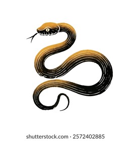 watercolor Golden Snake Pattern, 2025 Year of the Snake Decoration, 12 Zodiac Signs of the Snake, Chinese Year of the Snake, New Year, Lunar New Year