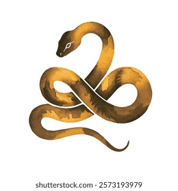 watercolor Golden Snake Pattern, 2025 Year of the Snake Decoration, 12 Zodiac Signs of the Snake, Chinese Year of the Snake, New Year, Lunar New Year