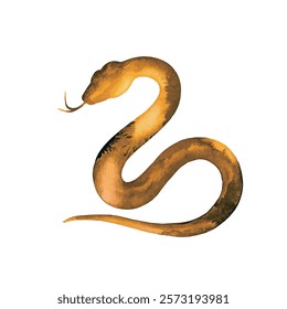 watercolor Golden Snake Pattern, 2025 Year of the Snake Decoration, 12 Zodiac Signs of the Snake, Chinese Year of the Snake, New Year, Lunar New Year