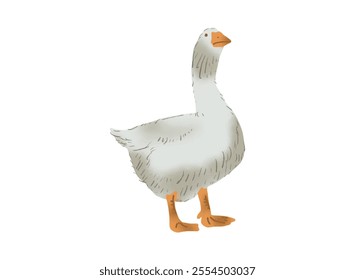 watercolor goose farm animal element clip art