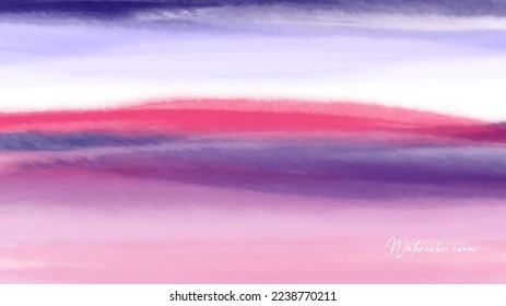Watercolor gradient background for wallpaper, wall art, cover. Horizon, clouds, sky. 