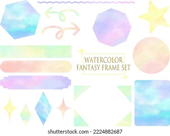 Watercolor gradient icons, frame material set, Colorful color