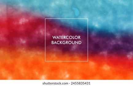 Watercolor Gradient mesh abstract blur texture background with red, orange, yellow, blue, tosca pastel color