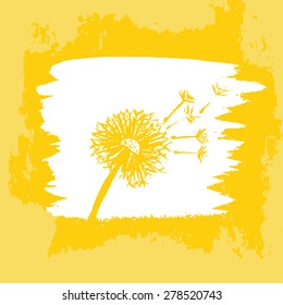 Watercolor graphic dandelion. Vector 