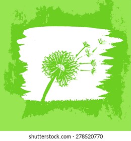 Watercolor graphic dandelion. Vector 
