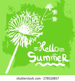 Watercolor graphic dandelion. Vector 