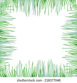 Watercolor grass border. 