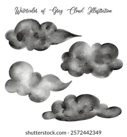 Watercolor of Gray Cloud Illustration