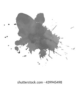 Watercolor grayscale stain backgrounds. Vector illustration.