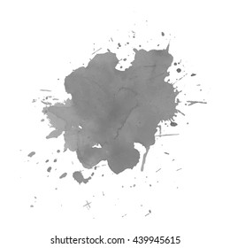 Watercolor grayscale stain backgrounds. Vector illustration.
