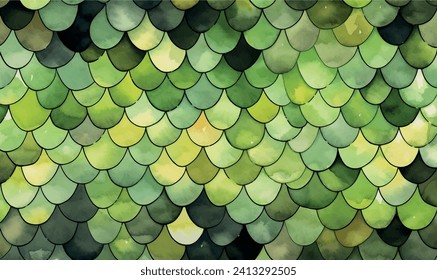 watercolor green abstract background with dragon scales	
