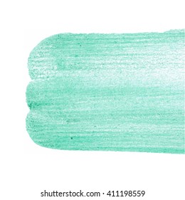 Watercolor green background vector hand drawn illustration. Paint texture on paper, template for cards, invitations, etc.
