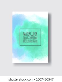 Watercolor green, blue, sea color design banner . Vector illustration