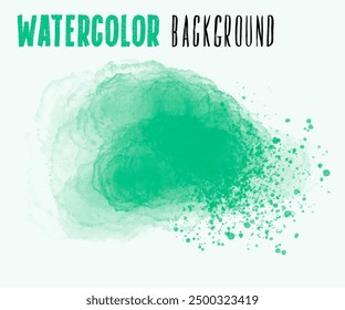 Watercolor green brush spot and stroke, satin cut out from background. Watercolor stain, brush of paint shades. Vector creative illustration. Hand drawn design elements isolated.