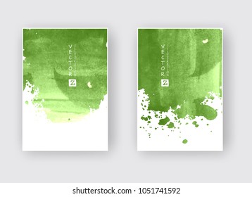 Watercolor green color design banner . Vector illustration