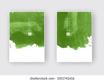 Watercolor green color design banner . Vector illustration