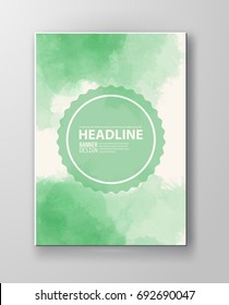 Watercolor green color design banner . Vector illustration
