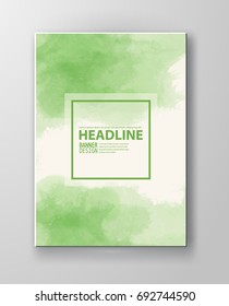 Watercolor green color design banner . Vector illustration