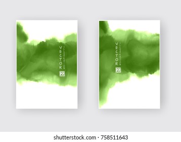 Watercolor green color design banner . Vector illustration