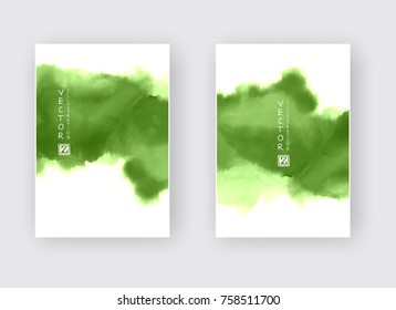 Watercolor green color design banner . Vector illustration