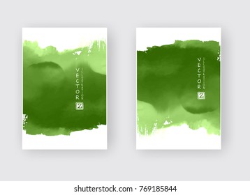 Watercolor green color design banner . Vector illustration