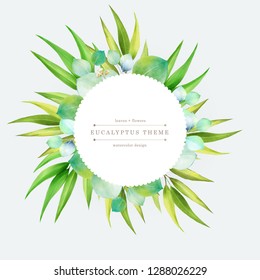 Watercolor green eucalyptus theme card