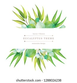 Watercolor green eucalyptus theme card