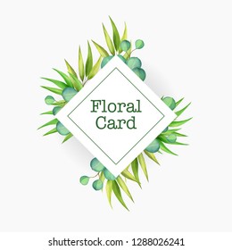 Watercolor green eucalyptus theme card