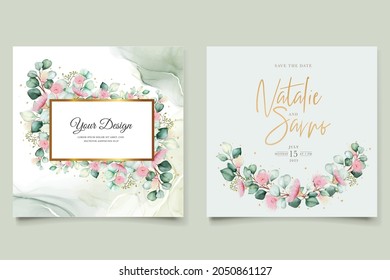 Watercolor green eucalyptus theme card