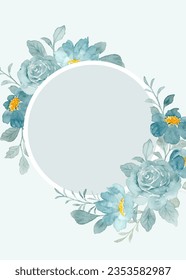 Watercolor green floral frame for wedding, birthday, card, background, invitation, wallpaper, sticker, decoration etc.