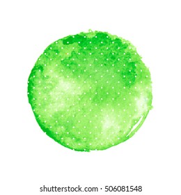 Watercolor green flyspecked stain on white. Vector illustration.