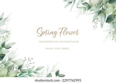  watercolor green leaves background design  