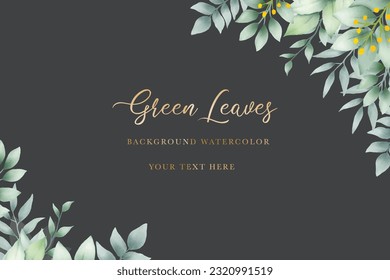 watercolor green leaves background design
  