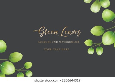 watercolor green leaves eucalyptus background 