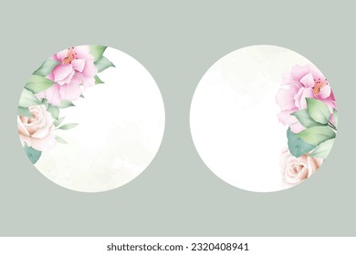 watercolor green leaves label in nature style