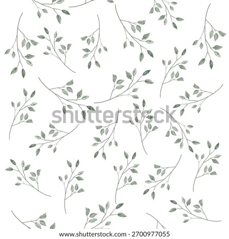 Watercolor green leaves seamless pattern 