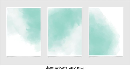 Watercolor green pastel background. Invitation card template. Colorful backdrop collection with copy space for lettering. Floating frame, box. Vector illustration.