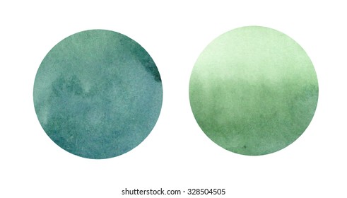 Watercolor green rounds set, vector