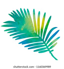 watercolor green silhouette palm leaf