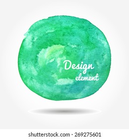 Watercolor green spot on a white background