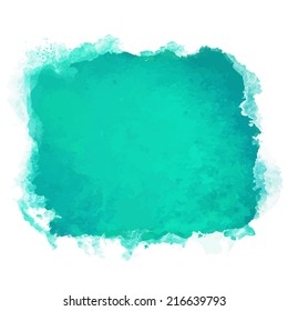 Watercolor green square paint stain isolated on a white background - vector 