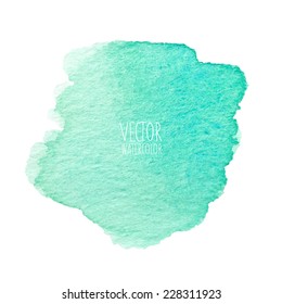 Watercolor green stain background. Vector element for poster, banner, card design.