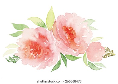 Watercolor greeting card flowers. Handmade. Congratulations.