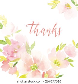 Watercolor Greeting Card Flowers Handmade Congratulations Stock Vector 