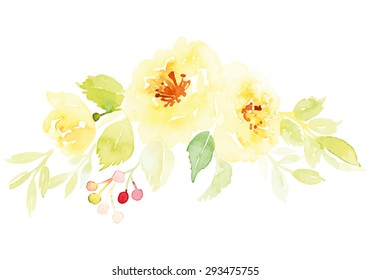 Watercolor greeting card flowers. Handmade.