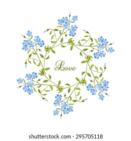 Watercolor greeting card with wreath. Vector illustration.