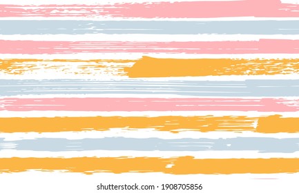 Watercolor grunge brush stroke stripes lines vector seamless pattern. Endless marine background ornament. Freehand watercolor paintbrush stripes wallpaper design. Geometric pattern.