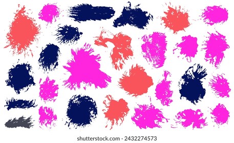 Watercolor grunge brushstroke mega set. Hand drawn smudge blotch casual shapes. Streak spot web label backdrop bundle. Daub oil spots drawing.