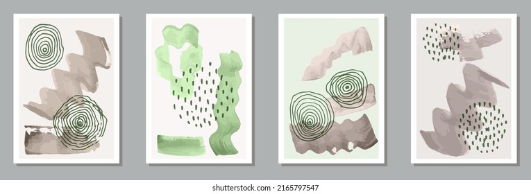Watercolor grunge canvas vector collection. Watercolor blotches backgrounds. 50s style prints. Stylish artistic cover templates. Brush stroke elements.