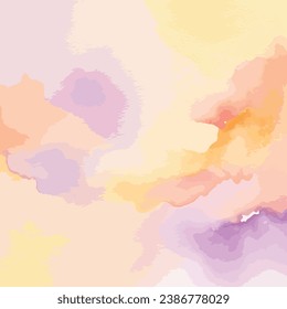 Watercolor grunge of pale green, light yellow, violet and pale blue